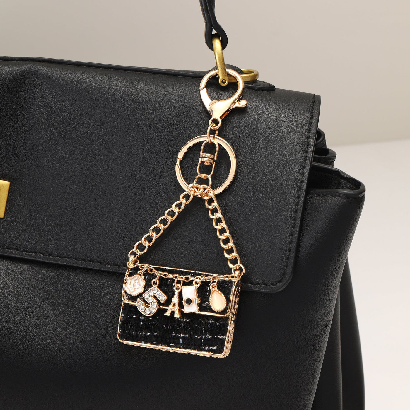 Mini Paris Purse Bag Charm-Black