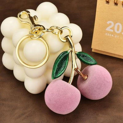 Frosted Pink Cherry Bag Charm for Girls