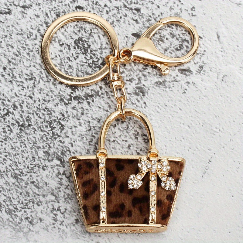 Leopard Print Bucket Bag Charm-Brown